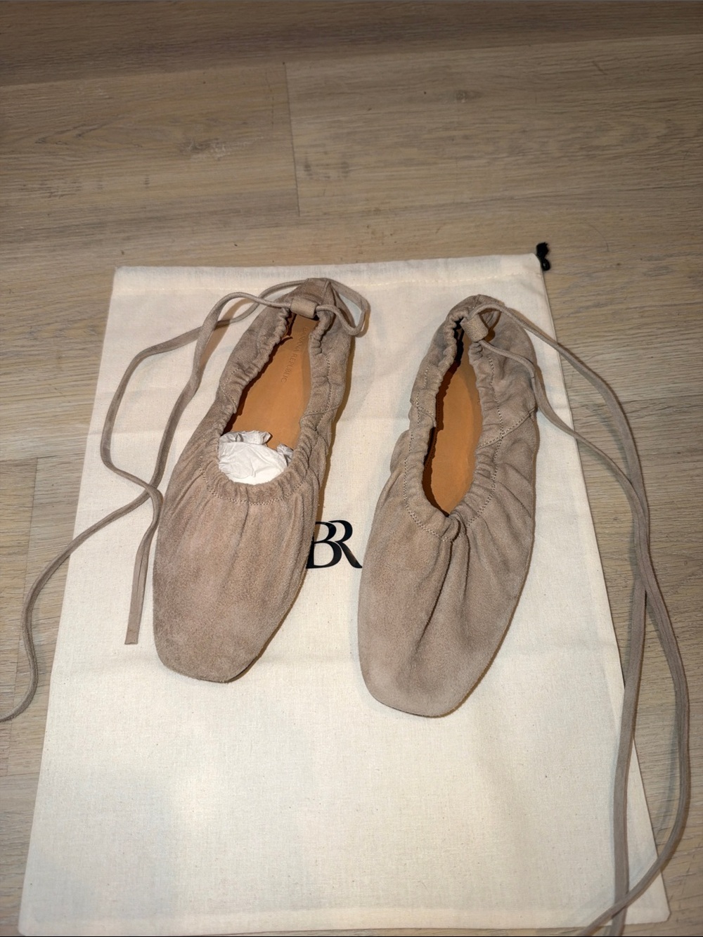 Suede Ballet Tie Flats